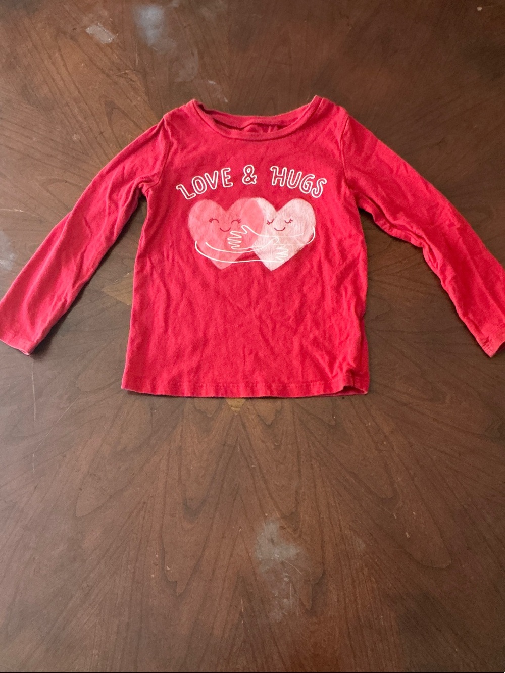 Kids 'Love & Hugs' - Red Long-Sleeve Tee